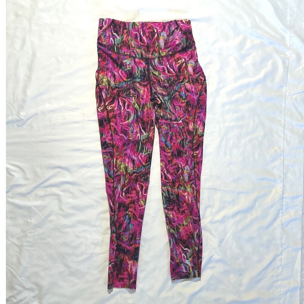 Lululemon Invigorate High-Rise Tight 25 Pink Multi Abstract Marble‎ Print Size 6